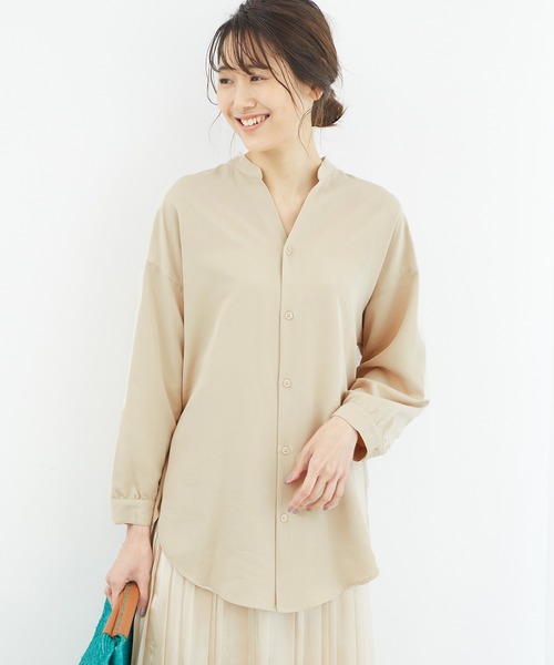 ROPE' PICNIC(ロペピクニック)の「裾スリットチュニックシャツ(シャツ/ブラウス)」|ベージュ系その他