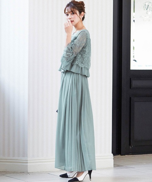 セール 結婚式ワンピース 結婚式ワンピース ドレス パンツドレス ドレス レーストップスワイドパンツセットアップ Letter Letter ファッションレター のファッション Fashion 話題の行列