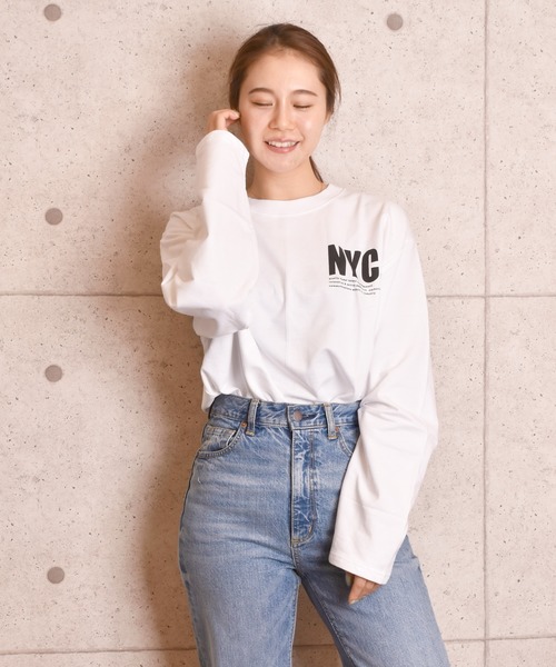 VIBGYOR Women(ヴィブジョー ウィメン)の「VIBGYOR Select/ビッグシルエットバックプリントロンTEE(RE)(Tシャツ/カットソー・レディース・ホワイト/ブラック・FREE)」の1枚目の写真