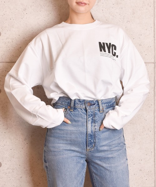 VIBGYOR Women(ヴィブジョー ウィメン)の「VIBGYOR Select/ビッグシルエットバックプリントロンTEE(RE)(Tシャツ/カットソー・レディース・ホワイト/ブラック・FREE)」の5枚目の写真
