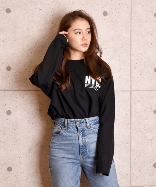 VIBGYOR Women(ヴィブジョー ウィメン)の「VIBGYOR Select/ビッグシルエットバックプリントロンTEE(RE)(Tシャツ/カットソー・レディース・ホワイト/ブラック・FREE)」の3枚目の写真