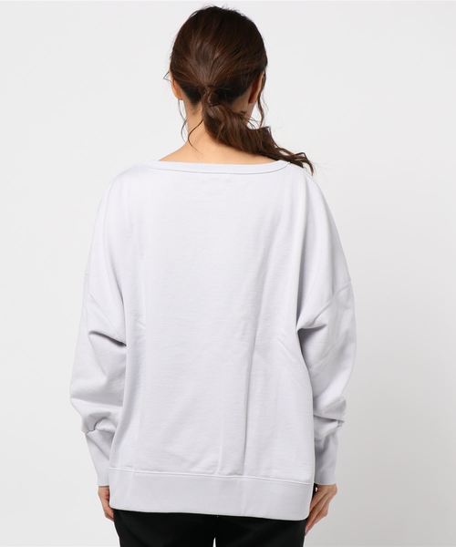 DouDou（ドゥドゥ）の「クルーネックスウェット（Tシャツ/カットソー・レディース・チャコールグレー/バイオレット/オフホワイト・FREE）」の4枚目の写真