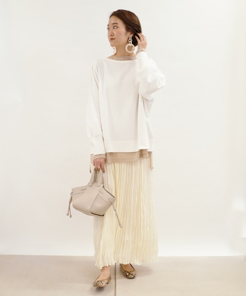 DouDou（ドゥドゥ）の「クルーネックスウェット（Tシャツ/カットソー・レディース・チャコールグレー/バイオレット/オフホワイト・FREE）」の7枚目の写真