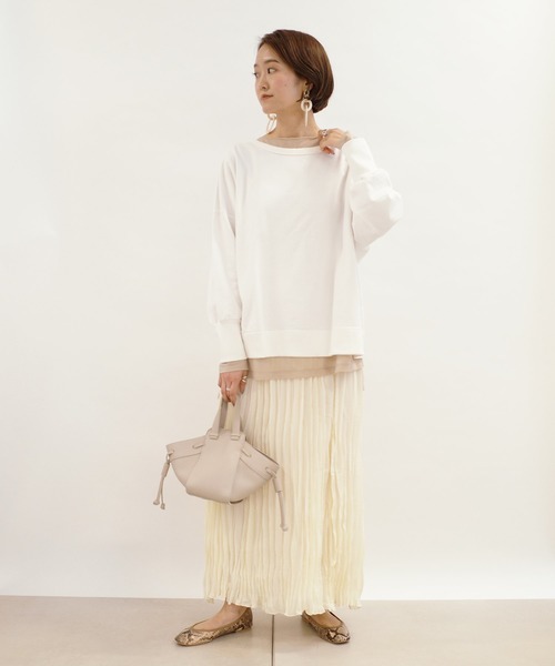 DouDou（ドゥドゥ）の「クルーネックスウェット（Tシャツ/カットソー・レディース・チャコールグレー/バイオレット/オフホワイト・FREE）」の9枚目の写真