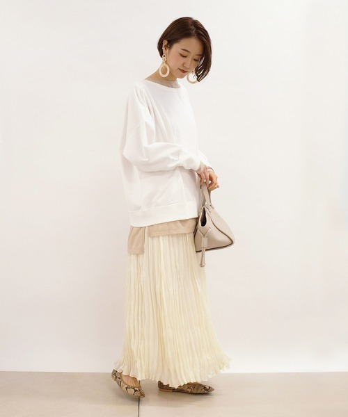 DouDou（ドゥドゥ）の「クルーネックスウェット（Tシャツ/カットソー・レディース・チャコールグレー/バイオレット/オフホワイト・FREE）」の10枚目の写真