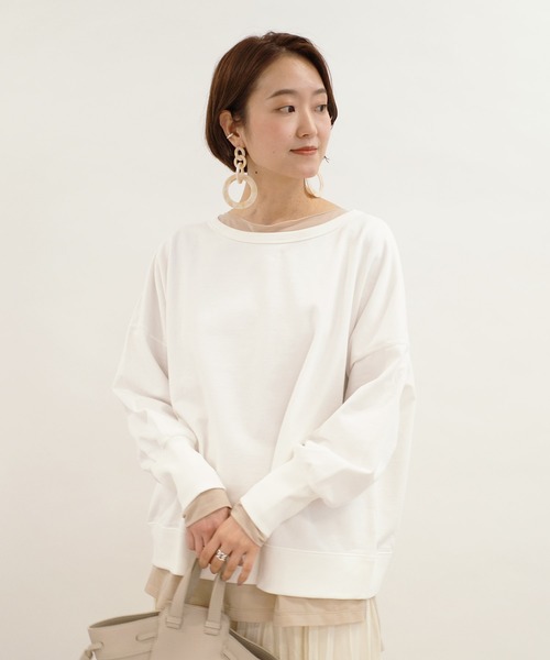 DouDou（ドゥドゥ）の「クルーネックスウェット（Tシャツ/カットソー・レディース・チャコールグレー/バイオレット/オフホワイト・FREE）」の11枚目の写真