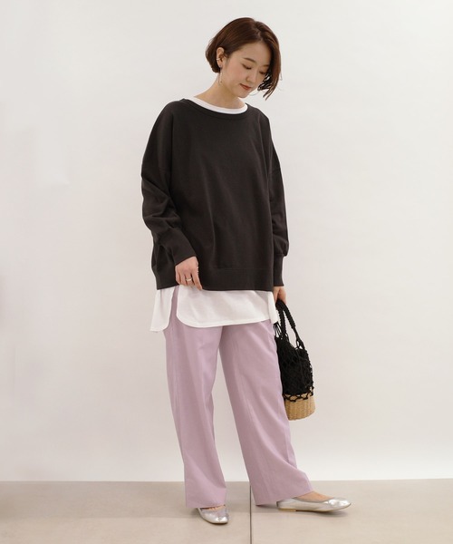 DouDou（ドゥドゥ）の「クルーネックスウェット（Tシャツ/カットソー・レディース・チャコールグレー/バイオレット/オフホワイト・FREE）」の17枚目の写真