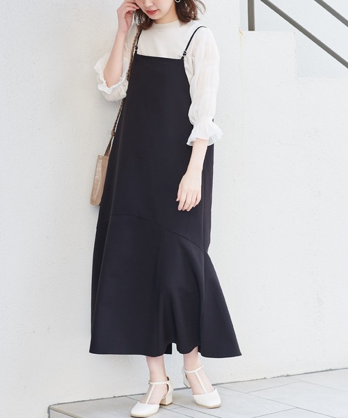 natural couture(ナチュラルクチュール)の「【WEB限定カラー有り】前後2WAYちび釦キャミワンピース(ワンピース・レディース・ブラック/オリーブ/イエロー/ライトベージュ/ブルー・FREE)」の6枚目の写真