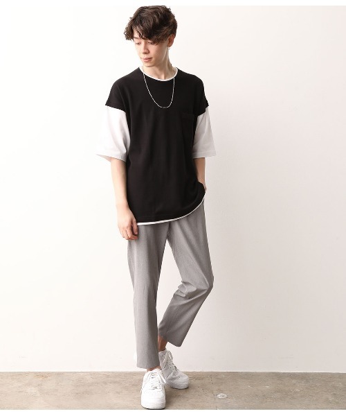 JUNRED（ジュンレッド）の「ベストフェイクレイヤードTシャツ（Tシャツ/カットソー・メンズ・ブラック/ベージュ/カーキ・LL/M/L）」の7枚目の写真