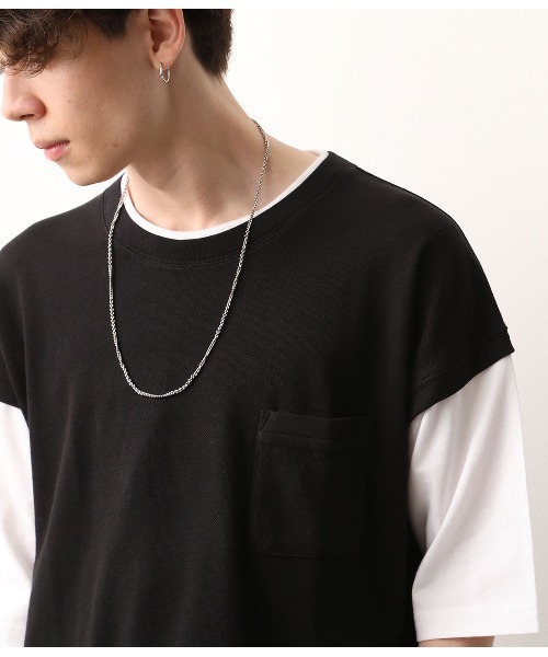 JUNRED（ジュンレッド）の「ベストフェイクレイヤードTシャツ（Tシャツ/カットソー・メンズ・ブラック/ベージュ/カーキ・LL/M/L）」の13枚目の写真