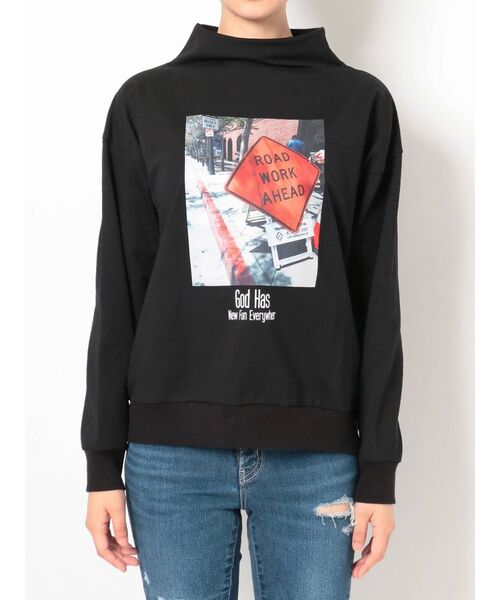 GYDA（ジェイダ）の「GOD HAS PHOTOハイネックプルオーバー（Tシャツ/カットソー・レディース・ブラック/ベージュ/グリーン・FREE）」の10枚目の写真