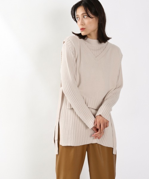 LOWRYS FARM(ローリーズファーム)の「manyway2Pニットプルオーバー 895479(ニット/セーター・レディース・ブラック/カーキ/アイボリー・FREE)」の2枚目の写真