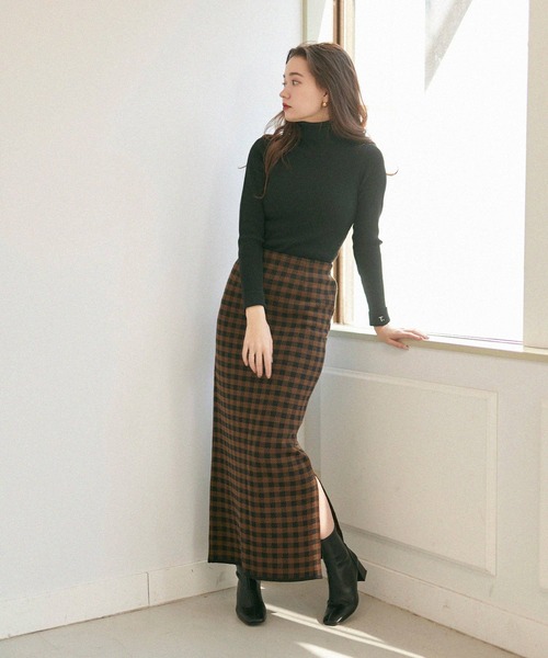 mimi toujours(ミミトゥジュール)の「スカート タイト チェック柄 値下げ事業 TOUJOURS ロングスカート ロングスカート