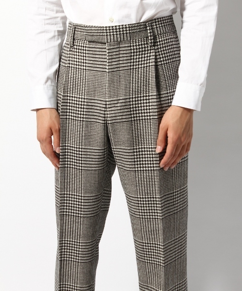 EDIFICE（エディフィス）の「◇【MENS NONNO1月号掲載】BRITISH CHECK 1タックワイドテーパードPパンツ（スラックス・メンズ・ブラック系その他/グリーン系その他/ブルー系その他・48/44/46/42）」の5枚目の写真