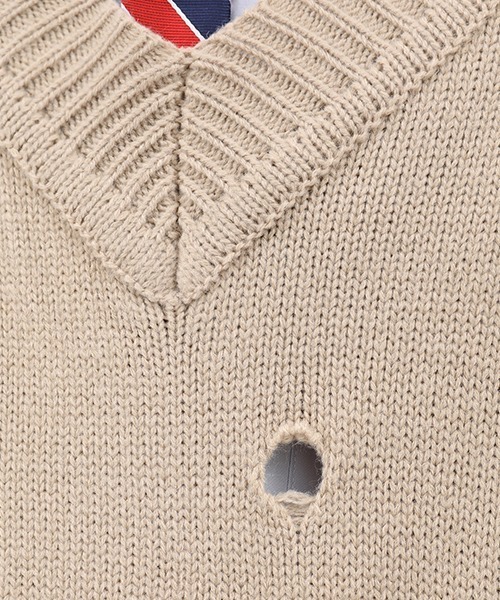 MASONPRINCE（メイソンプリンス）の「【MASONPRINCE】V-neck pothole rough edge sweaters MY1724（ニット/セーター・メンズ・ベージュ/ライトブルー・M/L/S）」の18枚目の写真