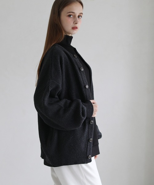 LILL（リル）の「コットンアクリル2WAYスモーキーカラーカーディガン（カーディガン/ボレロ・メンズ・アッシュブラウン/ブルー/グレー系その他/バイオレット/チャコール/ダークネイビー/グレー/ブラウン・S/M/L/XL）」の21枚目の写真