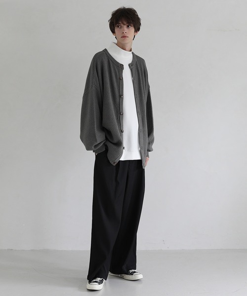 LILL（リル）の「コットンアクリル2WAYスモーキーカラーカーディガン（カーディガン/ボレロ・メンズ・アッシュブラウン/ブルー/グレー系その他/バイオレット/チャコール/ダークネイビー/グレー/ブラウン・S/M/L/XL）」の10枚目の写真