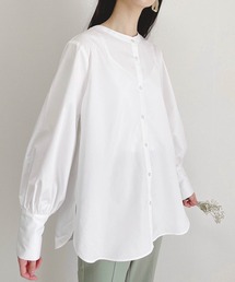 PURIL | 【PURIL】2way バンドカラーギャザーデザイン ボリュームスリーブ ブラウス(シャツ/ブラウス)