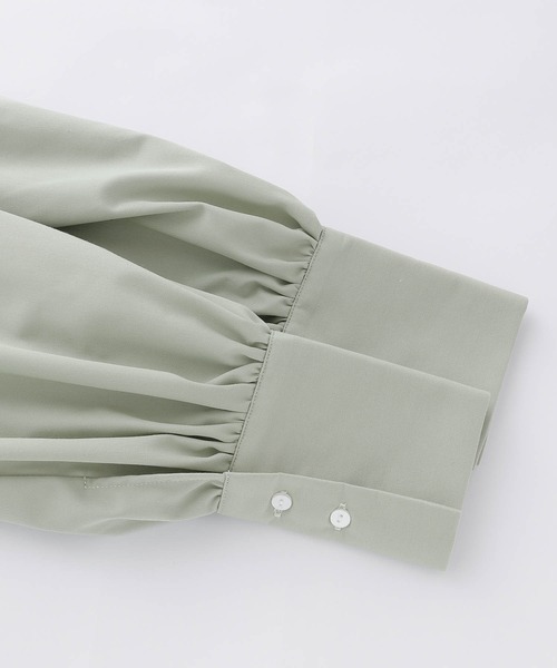 PURIL（ピュリル）の「【PURIL】2way バンドカラーギャザーデザイン ボリュームスリーブ ブラウス（シャツ/ブラウス・レディース・ホワイト/ブルー/グリーン・S/M）」の18枚目の写真