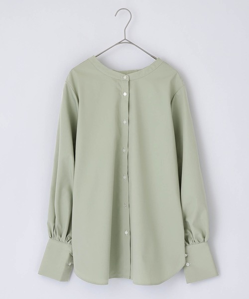 PURIL（ピュリル）の「【PURIL】2way バンドカラーギャザーデザイン ボリュームスリーブ ブラウス（シャツ/ブラウス・レディース・ホワイト/ブルー/グリーン・S/M）」の12枚目の写真