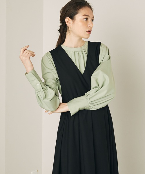 PURIL（ピュリル）の「【PURIL】2way バンドカラーギャザーデザイン ボリュームスリーブ ブラウス（シャツ/ブラウス・レディース・ホワイト/ブルー/グリーン・S/M）」の22枚目の写真