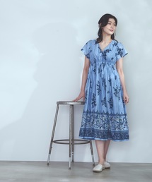 【C-FORT POINT】インド綿半袖ロング丈ワンピース