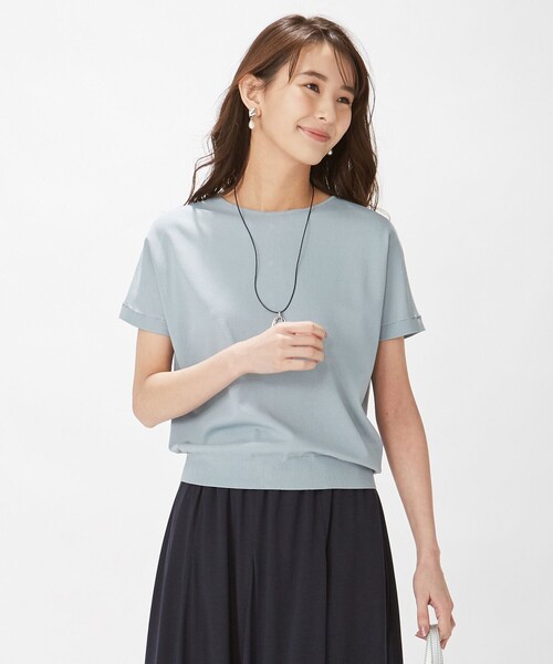 J.PRESS(ジェイプレス)の「【洗える】レーヨンストレッチバックボタン ニット(ニット/セーター・レディース・ホワイト系1/ブラウン系/ブラウン系1/サックスブルー系/イエロー系/ピンク系・T13/T15)」の5枚目の写真