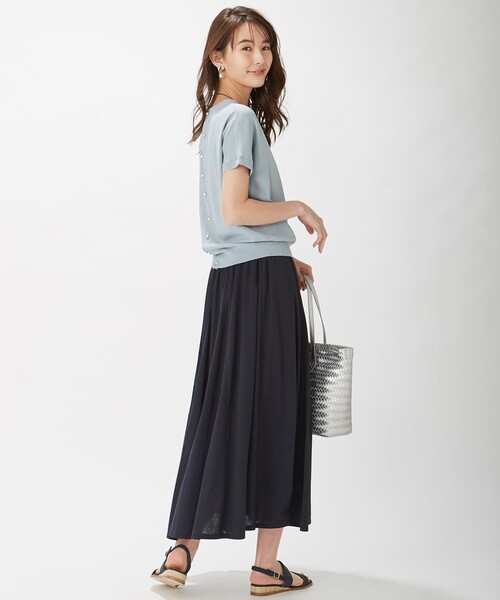 J.PRESS(ジェイプレス)の「【洗える】レーヨンストレッチバックボタン ニット(ニット/セーター・レディース・ホワイト系1/ブラウン系/ブラウン系1/サックスブルー系/イエロー系/ピンク系・T13/T15)」の12枚目の写真