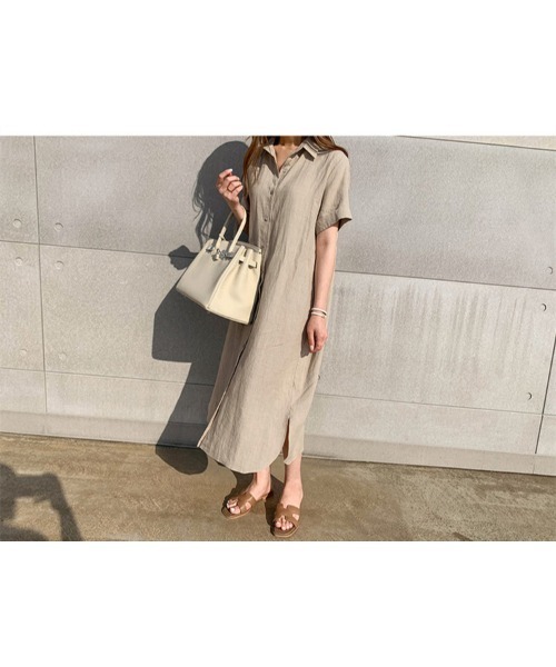 Ritzy(リッツィー)の「大人シルエット 半端袖 ミモレ丈 ウエストリボンシャツワンピース(シャツワンピース・レディース・ベージュ/ホワイト/ブラック・XL/M/L)」の18枚目の写真