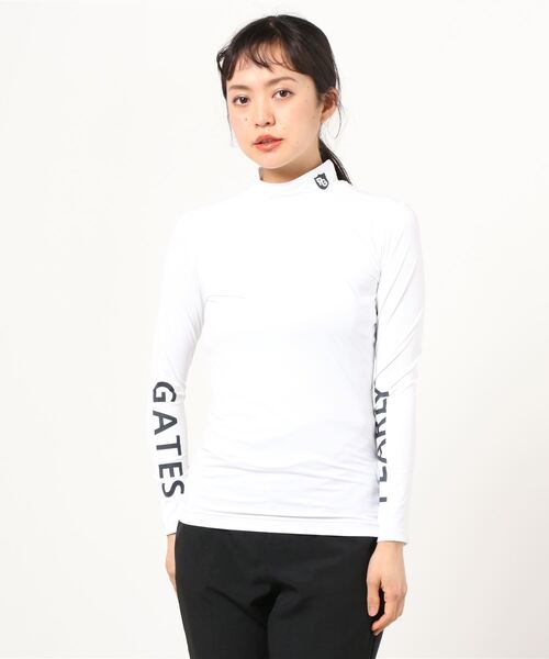 PEARLY GATES（パーリーゲイツ）の「【PEARLY GATES】BEATRIX COOL ナイロン ベア天竺 長袖 ハイネック カットソー（Tシャツ/カットソー・レディース・ホワイト/ネイビー・SMALL/MEDIUM/LARGE）」の2枚目の写真