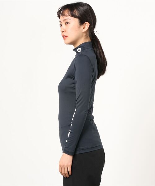 PEARLY GATES（パーリーゲイツ）の「【PEARLY GATES】BEATRIX COOL ナイロン ベア天竺 長袖 ハイネック カットソー（Tシャツ/カットソー・レディース・ホワイト/ネイビー・SMALL/MEDIUM/LARGE）」の4枚目の写真