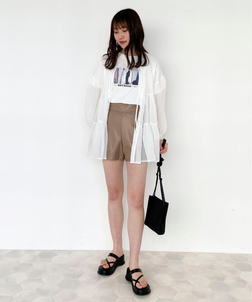 EPIMI E'PIMMY（エピミエピミー）の「３Wayティアードシアーブラウス（シャツ/ブラウス・レディース・オフホワイト/ミント/ピンクベージュ・MEDIUM）」の21枚目の写真