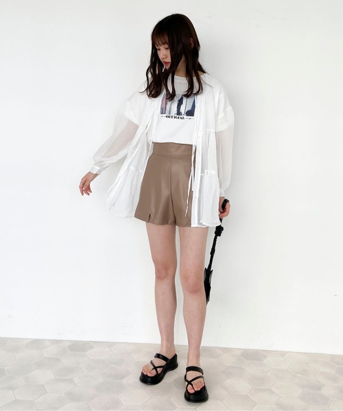 EPIMI E'PIMMY（エピミエピミー）の「３Wayティアードシアーブラウス（シャツ/ブラウス・レディース・オフホワイト/ミント/ピンクベージュ・MEDIUM）」の22枚目の写真