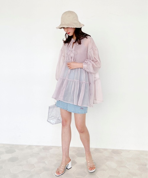 EPIMI E'PIMMY（エピミエピミー）の「３Wayティアードシアーブラウス（シャツ/ブラウス・レディース・オフホワイト/ミント/ピンクベージュ・MEDIUM）」の13枚目の写真