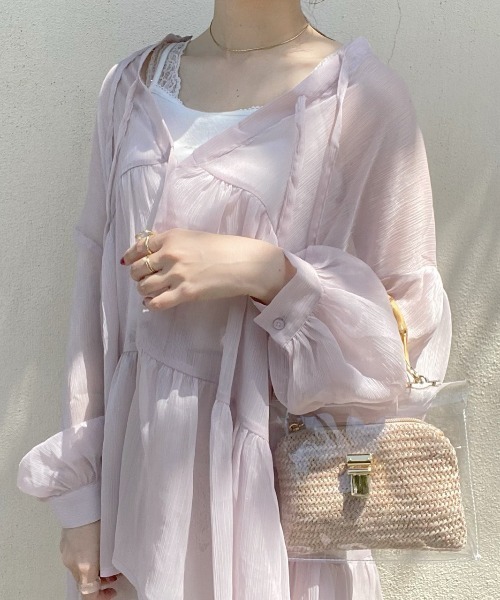 EPIMI E'PIMMY（エピミエピミー）の「３Wayティアードシアーブラウス（シャツ/ブラウス・レディース・オフホワイト/ミント/ピンクベージュ・MEDIUM）」の5枚目の写真