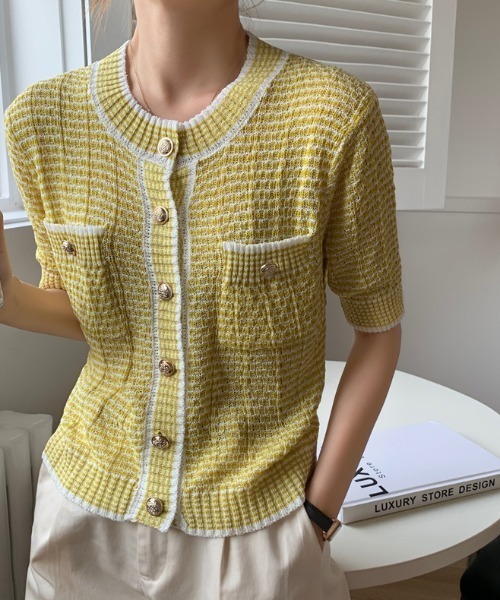 ABITOKYO（アビトーキョー）の「ワッフル編みカーディガン（カーディガン/ボレロ・レディース・パープル/ピンク/イエロー/グリーン・FREE）」の4枚目の写真