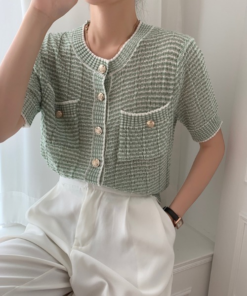 ABITOKYO（アビトーキョー）の「ワッフル編みカーディガン（カーディガン/ボレロ・レディース・パープル/ピンク/イエロー/グリーン・FREE）」の2枚目の写真