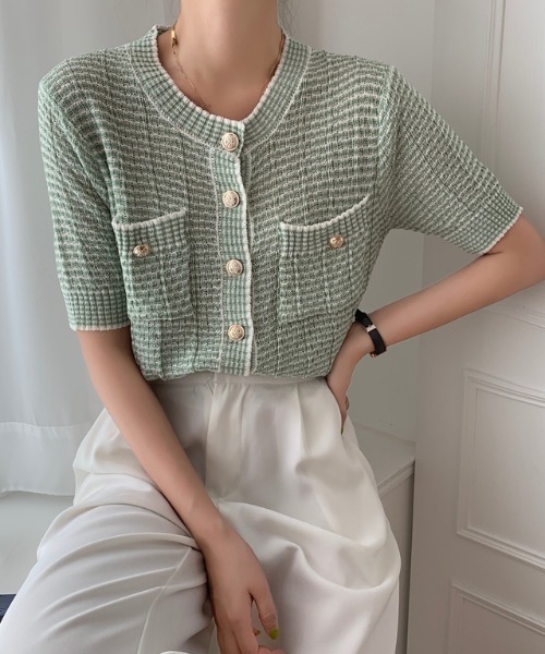 ABITOKYO（アビトーキョー）の「ワッフル編みカーディガン（カーディガン/ボレロ・レディース・パープル/ピンク/イエロー/グリーン・FREE）」の8枚目の写真