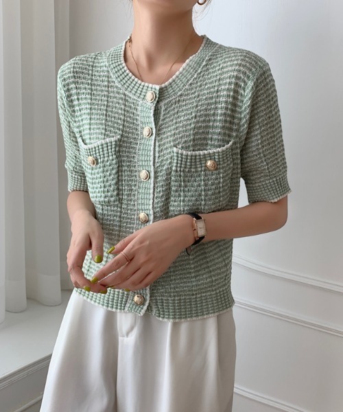 ABITOKYO（アビトーキョー）の「ワッフル編みカーディガン（カーディガン/ボレロ・レディース・パープル/ピンク/イエロー/グリーン・FREE）」の19枚目の写真