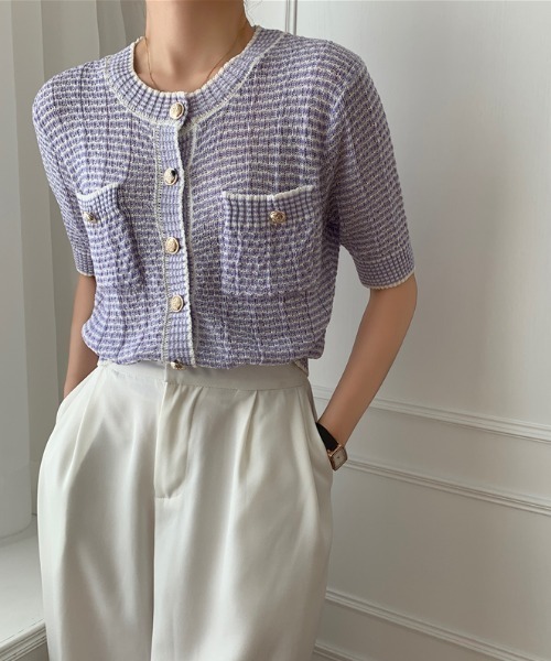 ABITOKYO（アビトーキョー）の「ワッフル編みカーディガン（カーディガン/ボレロ・レディース・パープル/ピンク/イエロー/グリーン・FREE）」の13枚目の写真