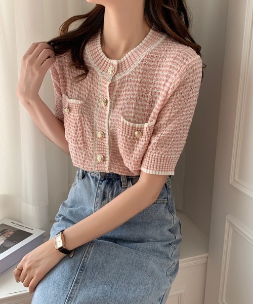 ABITOKYO（アビトーキョー）の「ワッフル編みカーディガン（カーディガン/ボレロ・レディース・パープル/ピンク/イエロー/グリーン・FREE）」の9枚目の写真