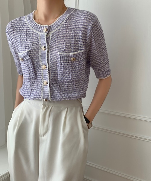 ABITOKYO（アビトーキョー）の「ワッフル編みカーディガン（カーディガン/ボレロ・レディース・パープル/ピンク/イエロー/グリーン・FREE）」の17枚目の写真