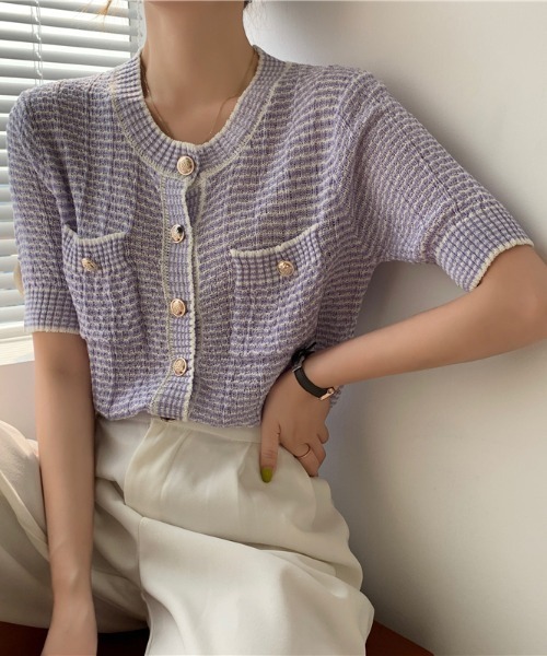 ABITOKYO（アビトーキョー）の「ワッフル編みカーディガン（カーディガン/ボレロ・レディース・パープル/ピンク/イエロー/グリーン・FREE）」の14枚目の写真