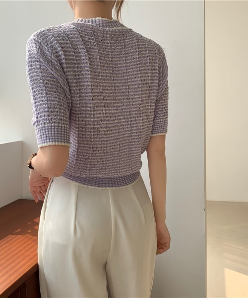 ABITOKYO（アビトーキョー）の「ワッフル編みカーディガン（カーディガン/ボレロ・レディース・パープル/ピンク/イエロー/グリーン・FREE）」の10枚目の写真