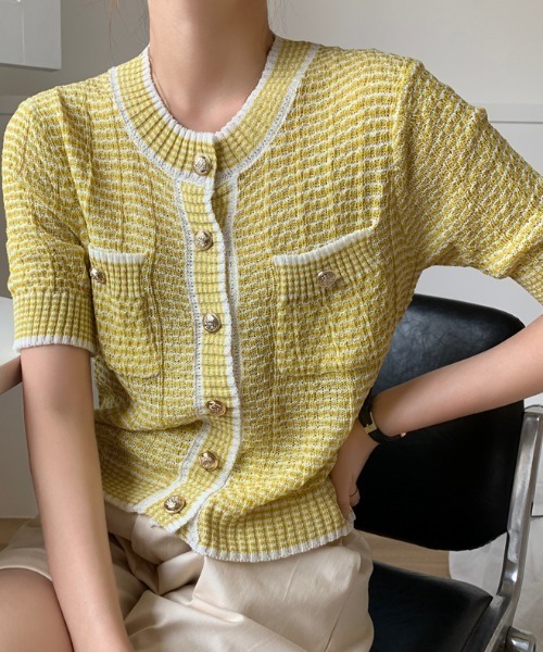 ABITOKYO（アビトーキョー）の「ワッフル編みカーディガン（カーディガン/ボレロ・レディース・パープル/ピンク/イエロー/グリーン・FREE）」の21枚目の写真