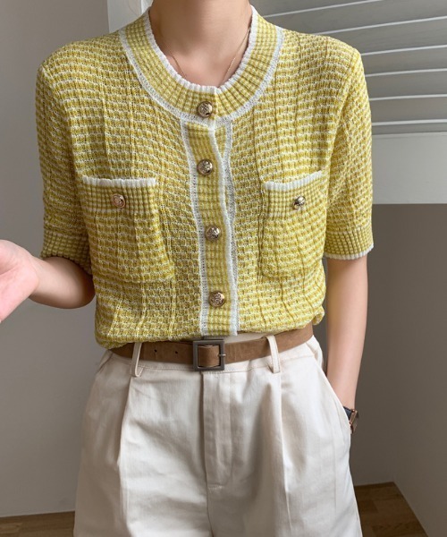 ABITOKYO（アビトーキョー）の「ワッフル編みカーディガン（カーディガン/ボレロ・レディース・パープル/ピンク/イエロー/グリーン・FREE）」の18枚目の写真