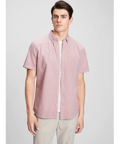 GAP（ギャップ）の「シアサッカー ボタンフロントシャツ（シャツ/ブラウス・メンズ・ライトブルー/ネイビー/ベージュ/レッド・M/S/L/XL/XS）」の18枚目の写真