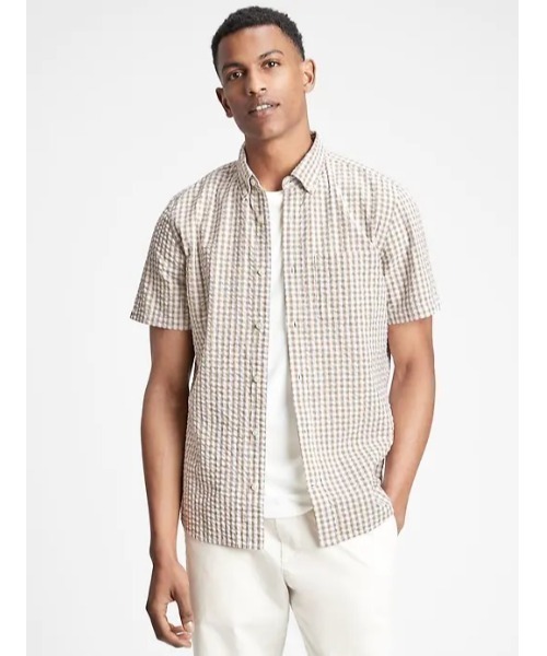 GAP（ギャップ）の「シアサッカー ボタンフロントシャツ（シャツ/ブラウス・メンズ・ライトブルー/ネイビー/ベージュ/レッド・M/S/L/XL/XS）」の20枚目の写真