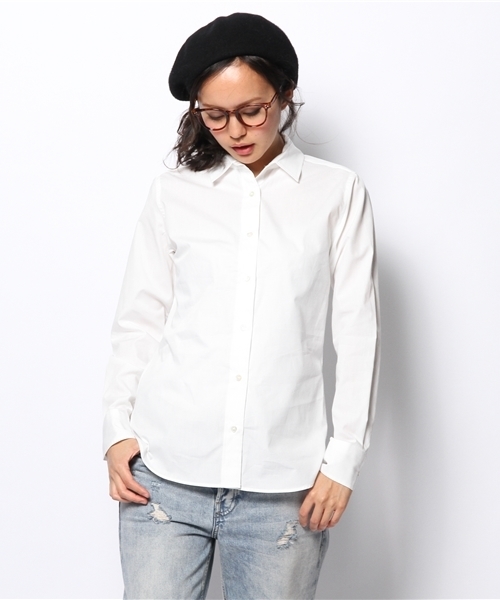 LIMITLESS LUXURY（リミットレスラグジュアリー）の「スタンダードシャツ。（シャツ/ブラウス・レディース・ホワイト/ネイビー・FREE）」の2枚目の写真