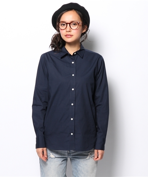 LIMITLESS LUXURY（リミットレスラグジュアリー）の「スタンダードシャツ。（シャツ/ブラウス・レディース・ホワイト/ネイビー・FREE）」の6枚目の写真